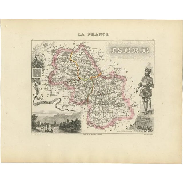 Antique French Map of Isère with Grenoble, 1800s For Sale - Image 9 of 9