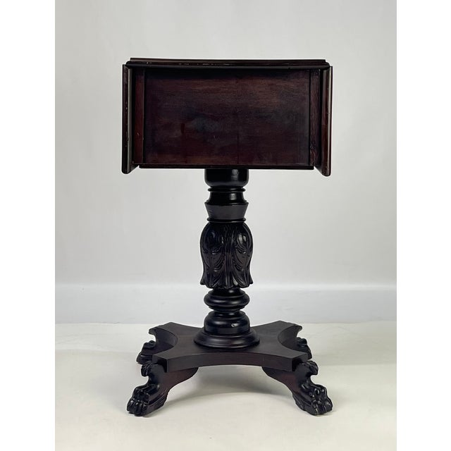 19th Century Empire Style Mahogany Drop-Leaf Work Table or Side Table For Sale - Image 11 of 18