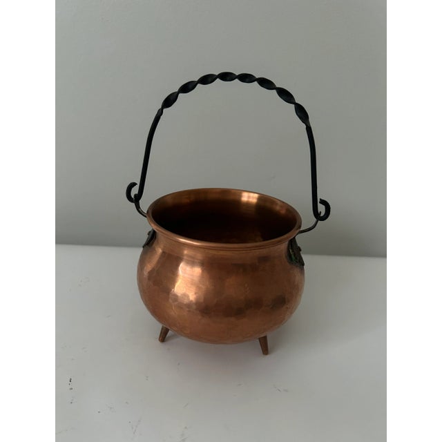 Metal Vintage Mid 20th Century Copper Cachepot Cauldron For Sale - Image 7 of 7