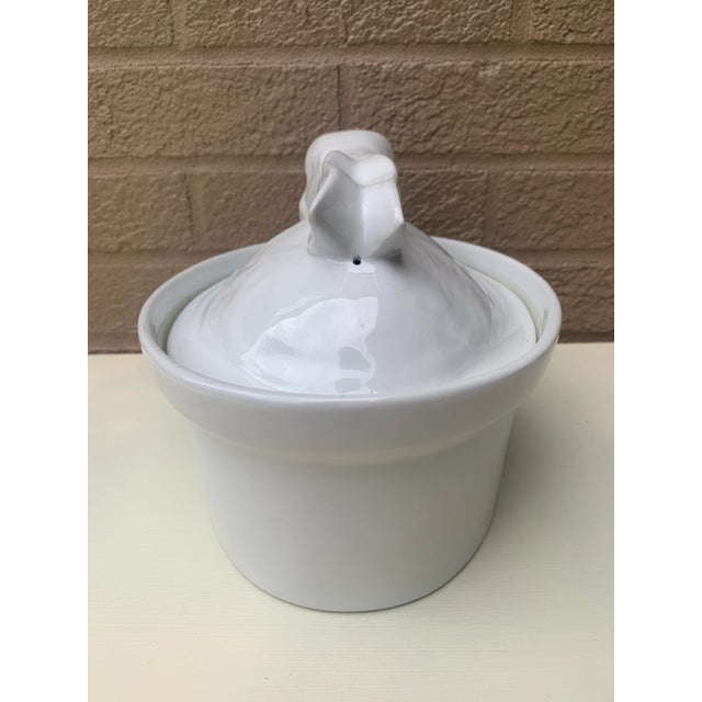 White Vintage French Country White Ceramic Rabbit Covered Dish For Sale - Image 8 of 11