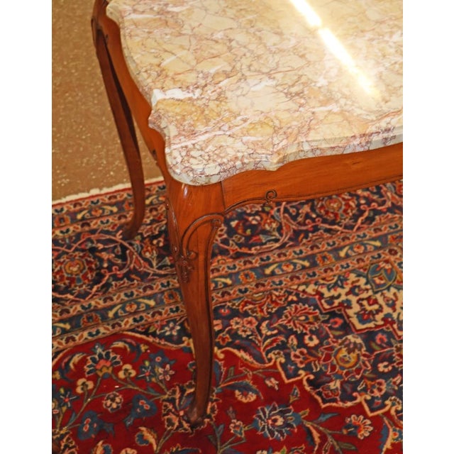 Pair of Vintage Marble Top Walnut Louis XV French Style End Tables For Sale - Image 15 of 15