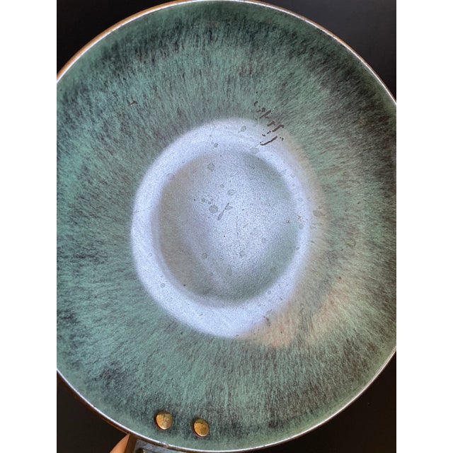 Vintage Israeli Verdigris Enameled Brass Violin Viola Serving Tray Centerpiece For Sale - Image 9 of 11