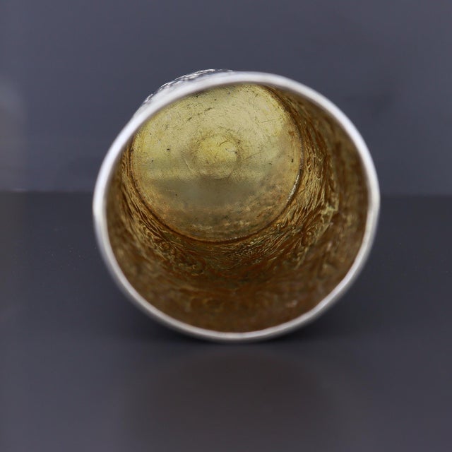 Antique Signed Wang Hing Chinese Export Silver Floral Repousse Cup or Beaker For Sale - Image 9 of 15