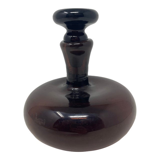 Mid Century Modern Purple Glass Ships Decanter For Sale