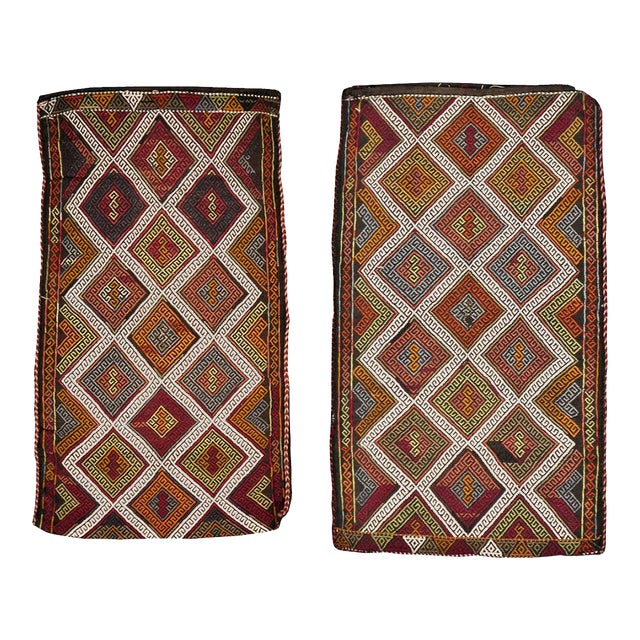 Antique Turkish Flatweave Kilim Pair of Pillowcases For Sale
