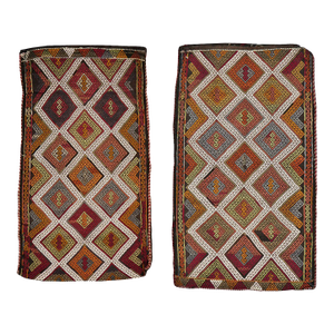 Antique Turkish Flatweave Kilim Pair of Pillowcases