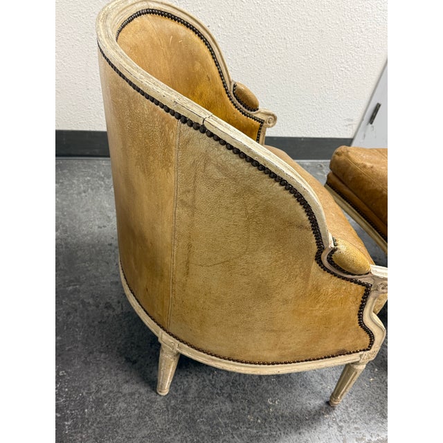 Belmar Furniture Custom Hendrix Allardyce Louis XVI Style Bergere Armchairs + Ottomans Set For Sale - Image 4 of 12