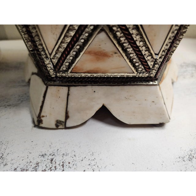 Vintage Moroccan Vase With Inlaid Bone and Metal For Sale - Image 11 of 12