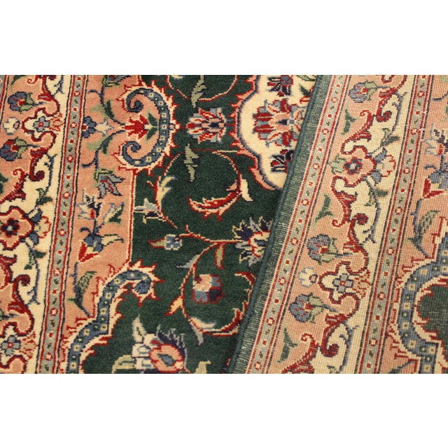 Textile Medallion 1990's Kashan Pak-Persian Green/Ivory Wool Rug - 2'6'' X 4'1'' For Sale - Image 7 of 9