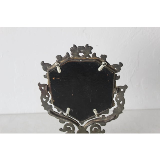 Vintage Ornate Victorian Style Cast Iron Adjustable Vanity Tabletop Mirror Mid-Century For Sale In Miami - Image 6 of 10