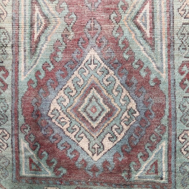 Textile Vintage Turkish Runner With Geometric Depth and Tribal Charm | 4x9 For Sale - Image 7 of 8