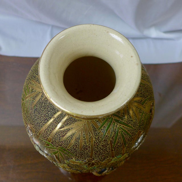 Japanese Satsuma Moriage Porcelain Vase For Sale - Image 10 of 11