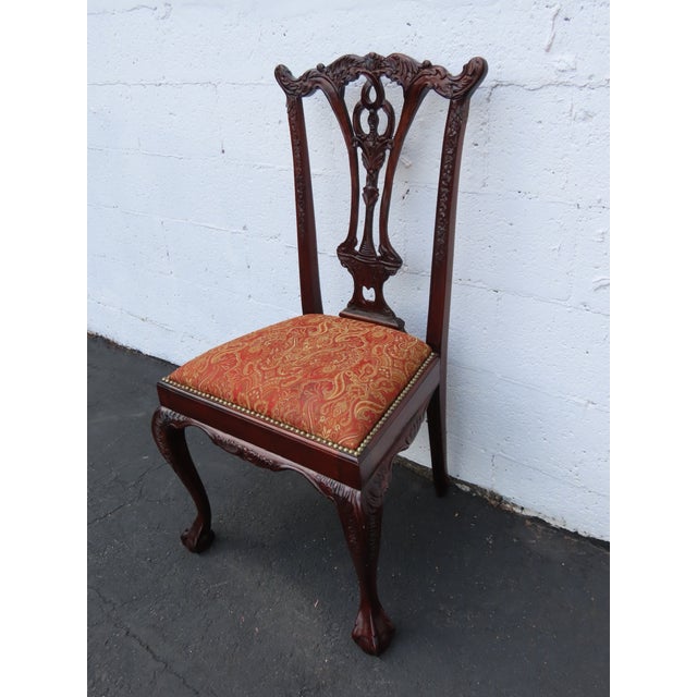 Chippendale Carved Ball and Claw Feet Dining Chairs Set of Two 6632 For Sale - Image 12 of 13