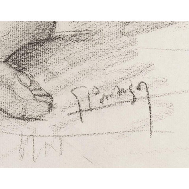 The School of Paris Early 1900's European Antique Classical Female Reclining Nude Figure Drawing in Charcoal on Paper With Mat, Signed by Artist For Sale - Image 3 of 4