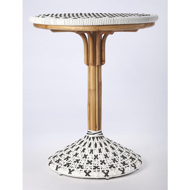 Spritely Home Accent Furniture Tenor 23.5 in. W Round Rattan Bistro Table, Black For Sale - Image 4 of 7