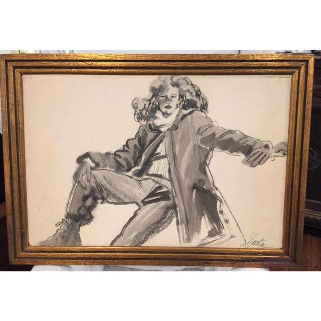 Nicely framed vintage studio art depicting a reclining woman. On watercolor board. Signed Stella.