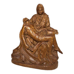 Antique Hand Carved Wood Folk Art Religious Jesus Christ Sculpture Pieta Statue