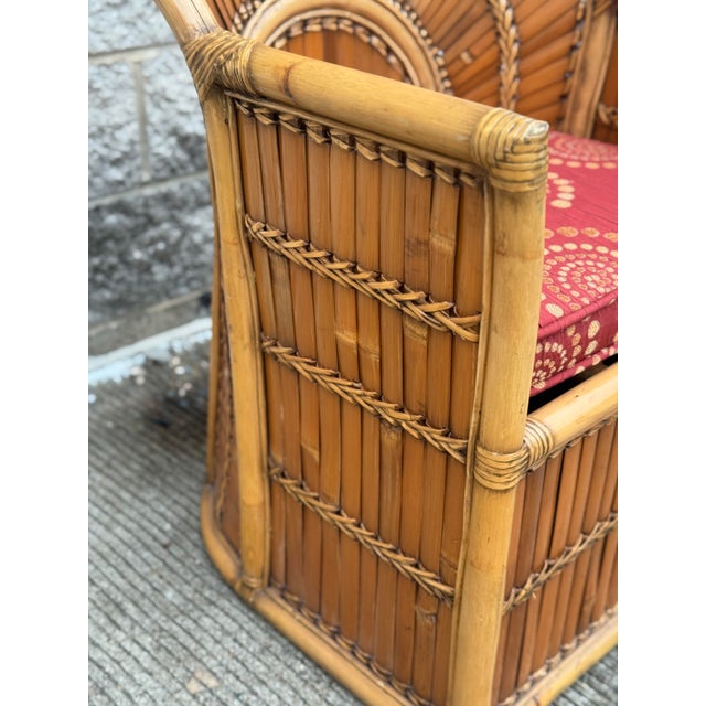 Vintage Split Bamboo Armchair With Cushion For Sale - Image 9 of 12