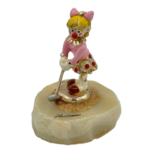 Ron Lee Collectors Club 24k Plated Accents Female Lady Golfer Figurine on Quartz