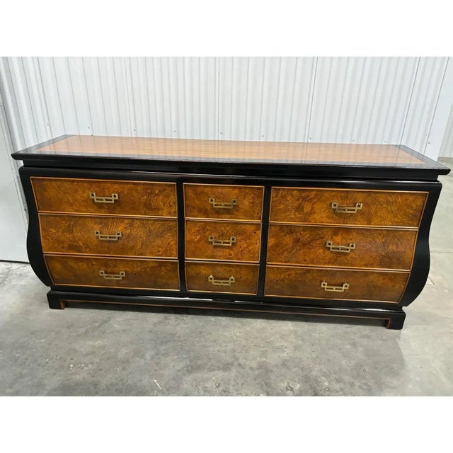Offered is a vintage dresser by Century Furniture. This shape is extremely rare as most have the straight lines and not...