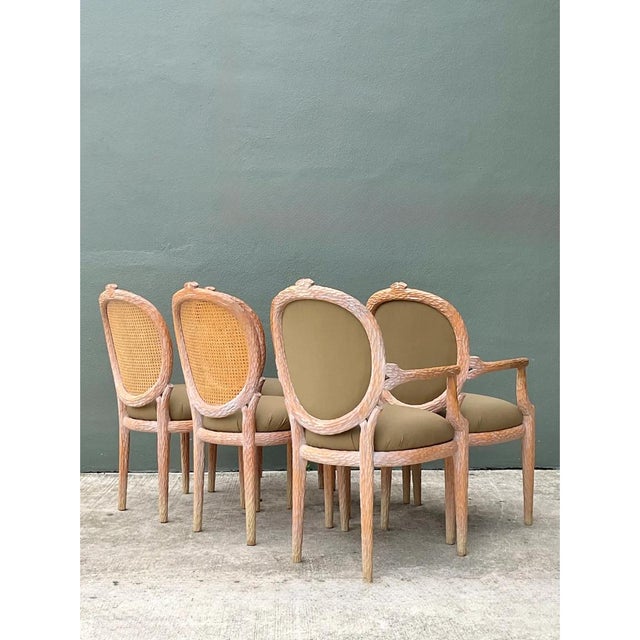 Vintage Carved Faux Bois Dining Chairs - Set of 6 For Sale - Image 9 of 12