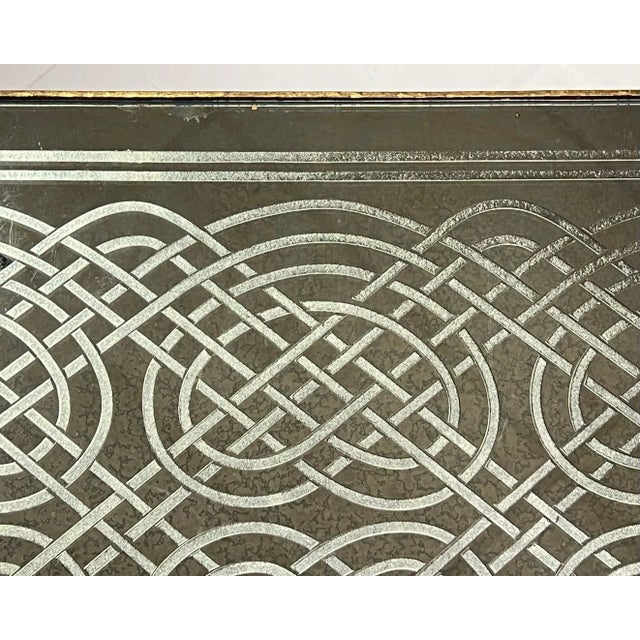 Late 20th Century Mid-Century Modern Gilt Bronze Coffee Table with Engraved Glass Top For Sale - Image 5 of 12