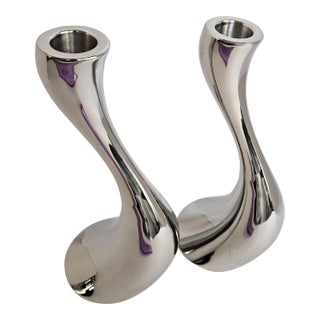 Georg Jensen Cobra Candlesticks - a Pair For Sale