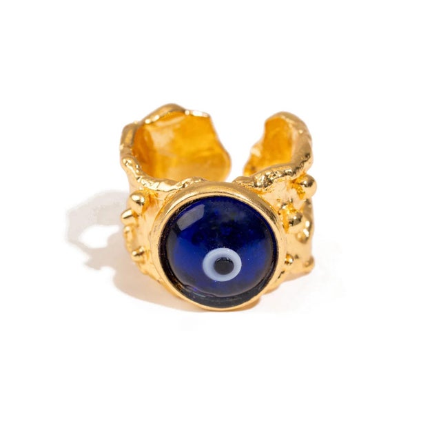 Guardian Evil Eye Adjustable Gold Ring, Size 4 For Sale - Image 9 of 9
