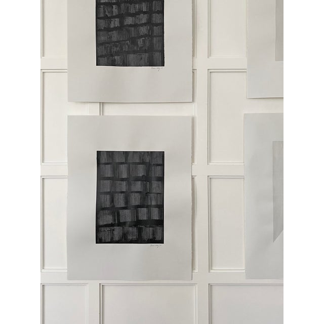 Contemporary "Riptide I" Contemporary Minimalist Original Abstract Black Painting on Paper by Victoria Holly For Sale - Image 3 of 5