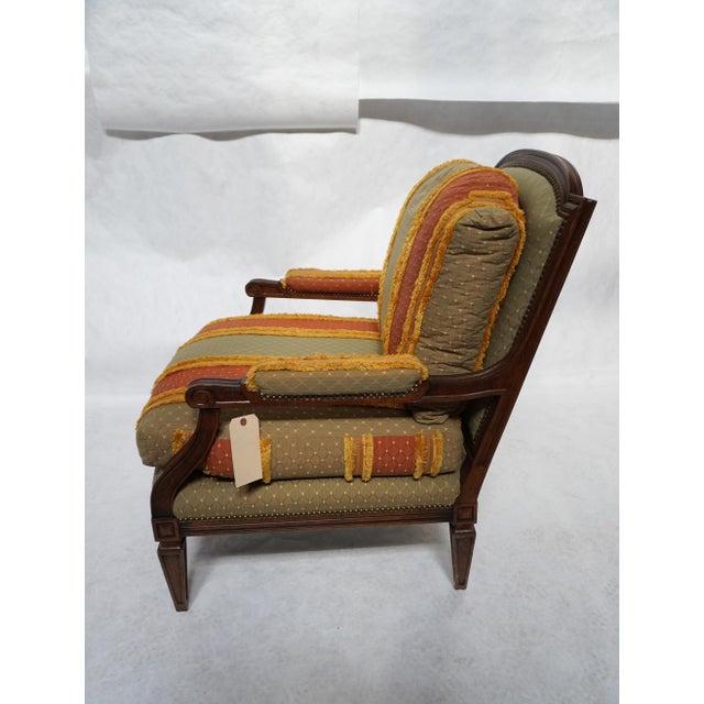 French Country 1990s William Switzer Louis XVI Continental Upholstered Armchair For Sale - Image 3 of 18