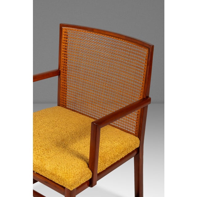 Rare Mid-Century Modern Cane-Backed Armchair in Walnut & Bouclé Attributed to Michael Taylor for Baker Furniture (New World Collection), Usa, C. 1960s For Sale - Image 12 of 18