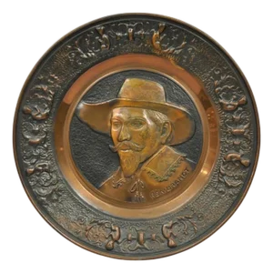 Vintage Embossed Copper "Rembrandt" Self Portrait Wall Hanging Charger Plaque