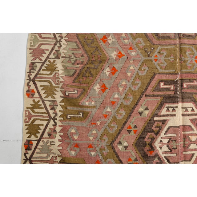 1950s Decorative Earthy Tone Floor Art Kilim For Sale - Image 10 of 10