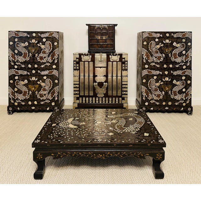 Late 19th Century Korean Low Lacquer Table with Elaborate Inlays For Sale - Image 5 of 12