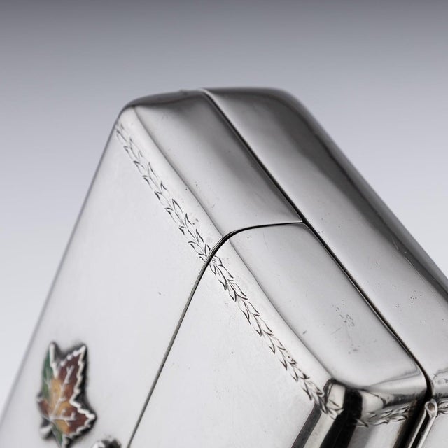 Vintage Canadian Silver and Enamel Playing Cards Box, 1920 For Sale - Image 3 of 18
