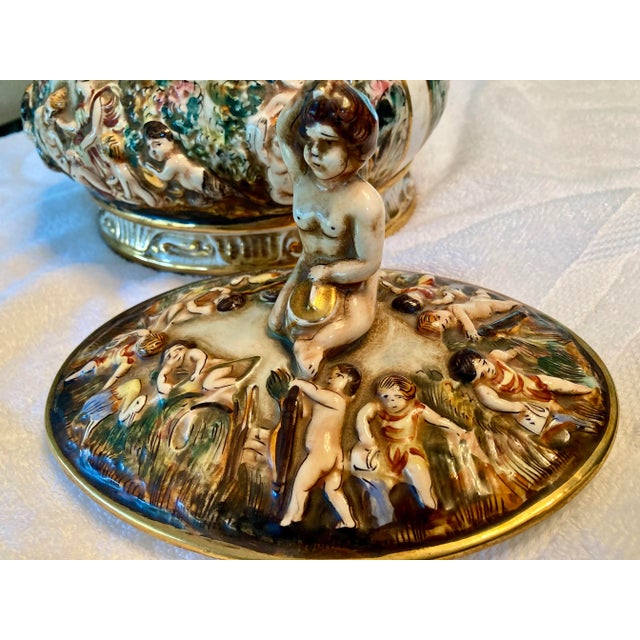 Gold Capodimonte Oval Centerpiece Serving Ware With Fitted Lid Signed For Sale - Image 8 of 12