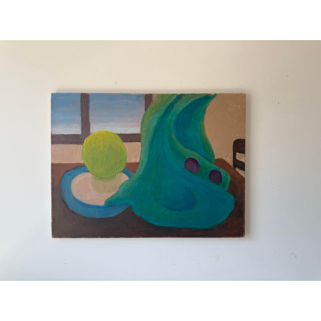 Vintage surreal style still life painting on stretched canvas. Recovered from a James Island estate, this piece was a part...