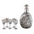 Set of Chinese Export Silver Overlay Bottle with Five Cordials Tianjin Wuhua For Sale