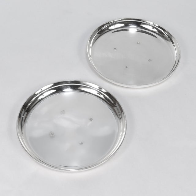 Pair of Signed Mid-Century Asprey & Co. Sterling Silver Wine Bottle Coasters For Sale - Image 13 of 14