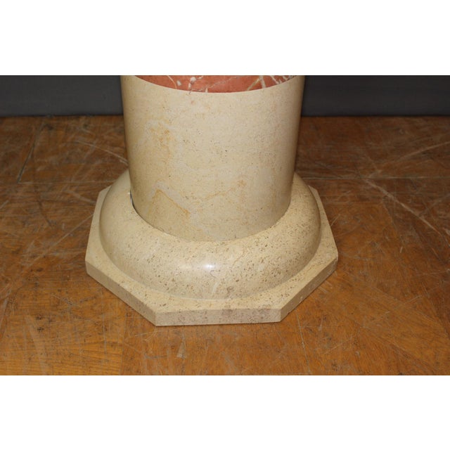 Beige Column and Basin in Marble and Ceramic, 1980, Set of 2 For Sale - Image 8 of 13
