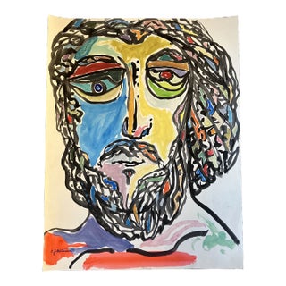 Contemporary Original E.J.Hartmann Abstract Portrait Painting Signed For Sale