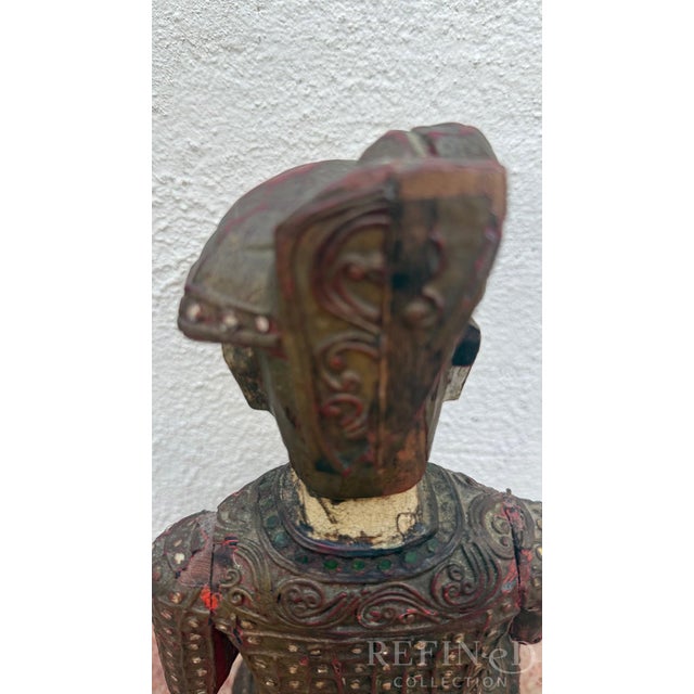 Brown Mid 20th Century Hand-Carved Chinese Figural Sculpture of Seated Musician With Drum For Sale - Image 8 of 12