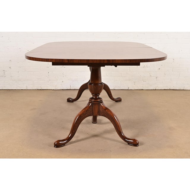 John Stuart Georgian Oak Double Pedestal Extension Dining Table, Newly Refinished For Sale - Image 12 of 14