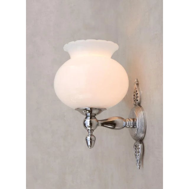 Empire Revival Wall Sconces in Opaline and Chrome, France, 1970, Set of 2 For Sale - Image 4 of 8