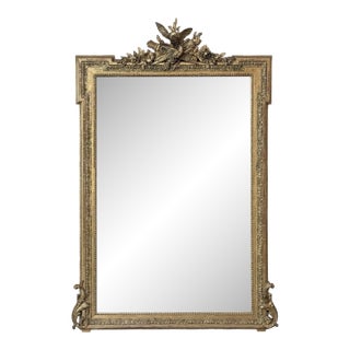 19th Century French Louis XVI Giltwood Mirror With Lovebirds For Sale