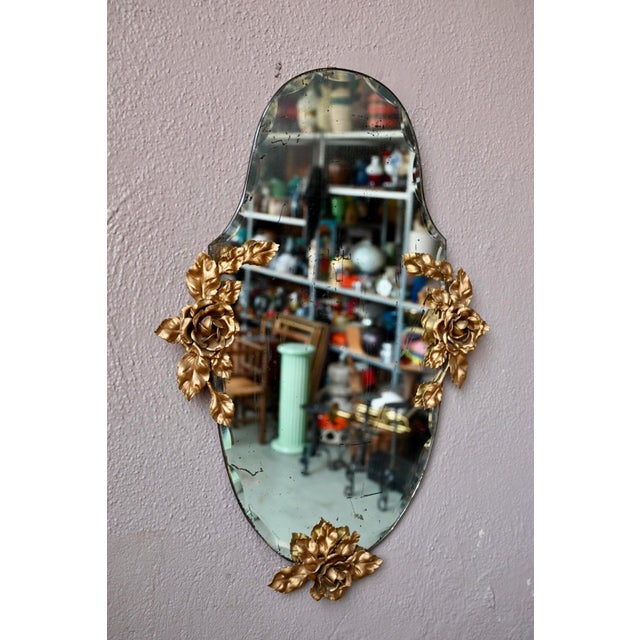 Louis XV Style Wall Mirror in Gilded Brass, 1950s For Sale - Image 4 of 8