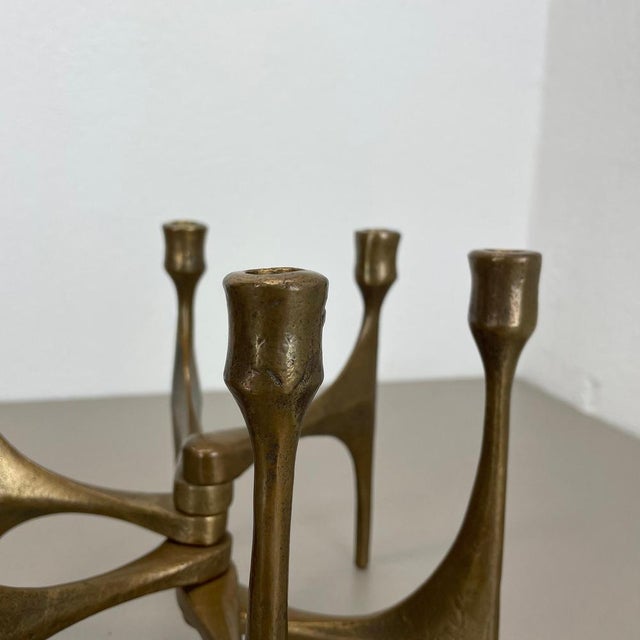 Large Mid-Century Modern Brutalist Bronze Candleholder by Michael Harjes, Germany, 1960 For Sale - Image 6 of 15