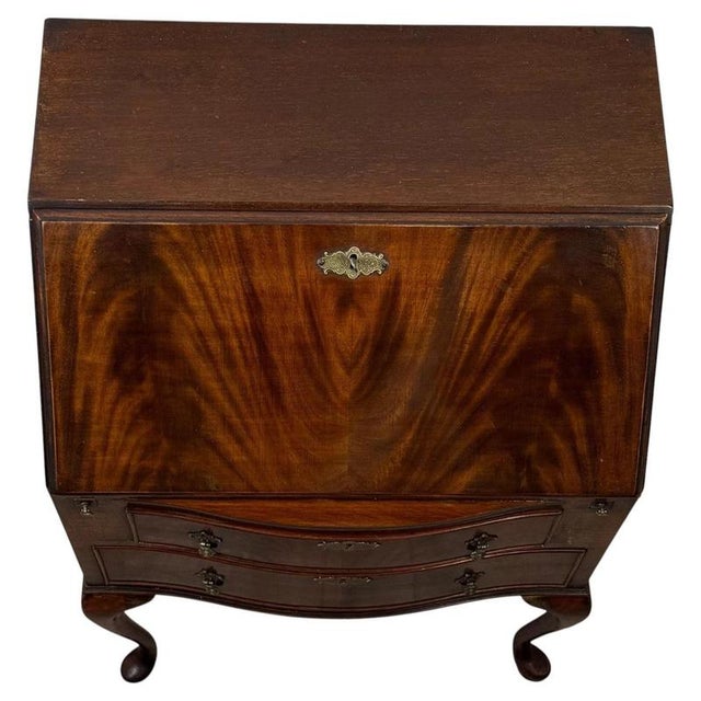 Small Antique English Edwardian Mahogany Secretaire For Sale - Image 6 of 14