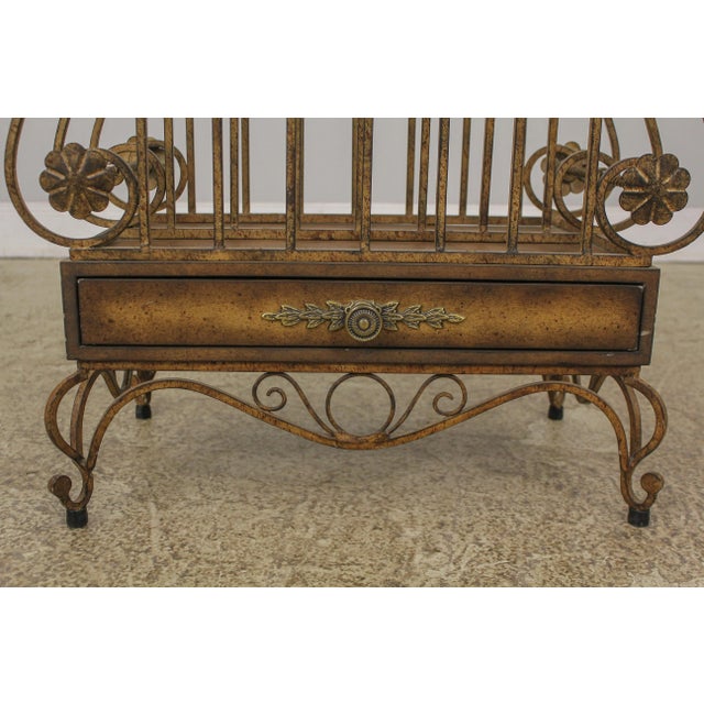 Decorator Iron Magazine Rack W. Drawer For Sale - Image 11 of 13