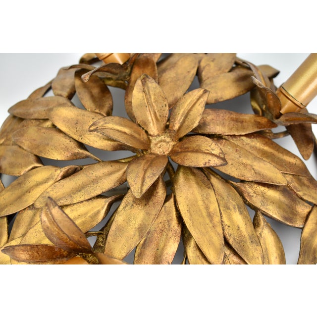 Mid Century Italian Flush Mount Gilt Iron For Sale - Image 11 of 11